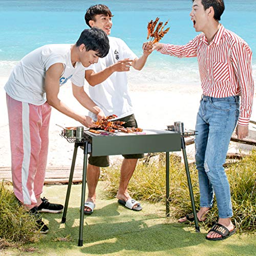 HYAN Barbecue Grill Large Charcoal BBQ Grill,Stainless Steel Foldable Charcoal BBQ Barbecue Grill for Outdoor Cooking Picnic Camping Patio Backyard Barbecue Shelves