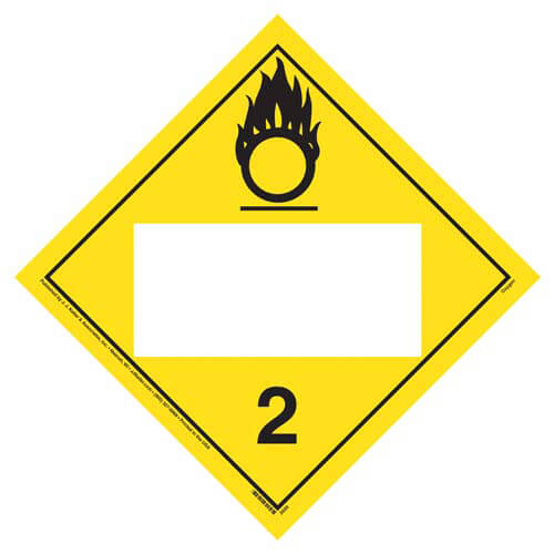 JJ Keller Division 2.2 Oxygen Placard - Imprinted, 4 mil Vinyl Removable Adhesive (Pack of 25)