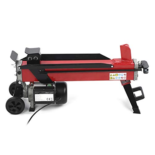 Ejoyous Electric Log Splitter, 7-Ton Hydraulic Horizontal Wood Cutter Portable Manual Log Splitter with Mobile Wheels for Outdoor Wood Cutting, 2200W Motor(red)