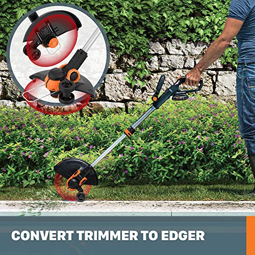American Lawn Mower Company 1304-14 14-Inch 5-Blade Push Reel Lawn Mower & Worx WG163 GT 3.0 20V Power Share 12 Inch Cordless String Trimmer & Edger, 12in, 2 Batteries Included