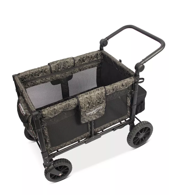 WonderFold W4 Luxe Push/Pull 4-Passenger Quad Stroller Wagon Green Camo New