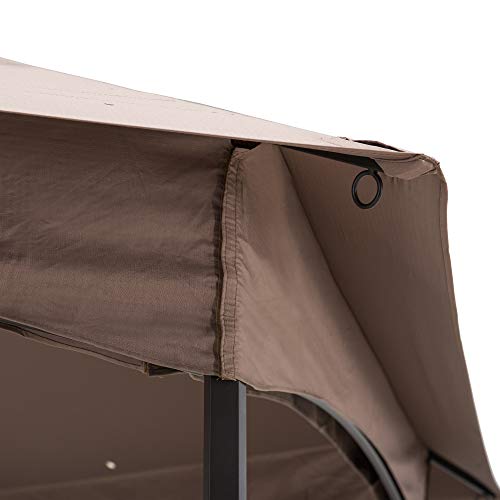 Sunjoy Havana 11 ft. x 13 ft. Brown Steel Hexagon Gazebo with 2-tier Khaki Dome Canopy