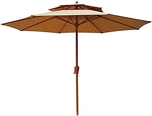 Patio Umbrella Garden Patio Parasol Family Porch Deck Backyard Beach Camping,Double Top Outdoor Shade Sunbrella GCSQF210525(Color:Brown;Size:2.68x2.7m)
