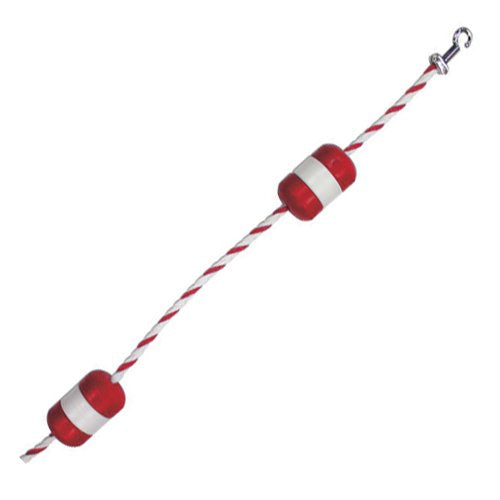 Pool Safety Rope and Float Kit - 75 Feet - 3/4 Inch Red and White Rope with 5 x 9 Inch Handi-Lock Floats