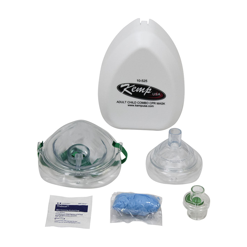 Kemp USA Adult And Child Combo CPR Mask In Plastic White Case