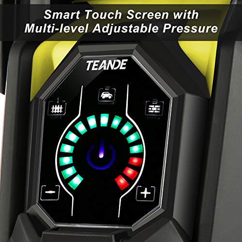 TEANDE Smart Pressure Washer 3800 PSI Electric High Powerful Touch Screen 3 Gear Level with Telescopic Handle, Hose Reel (Yellow)