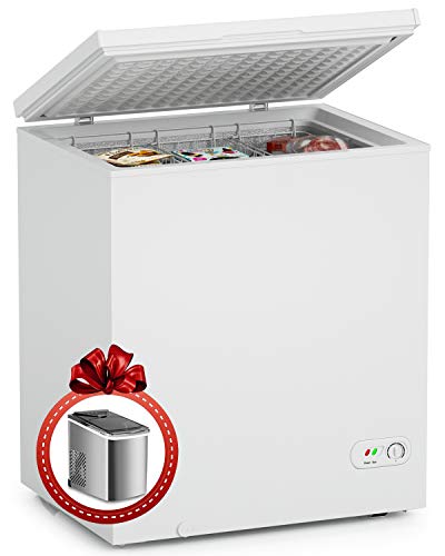 ADT Chest Freezer 5.0 Cubic Feet Free-Standing Top Door Freezers 6.8℉ to -4℉ White with a Gift Of Ice Maker