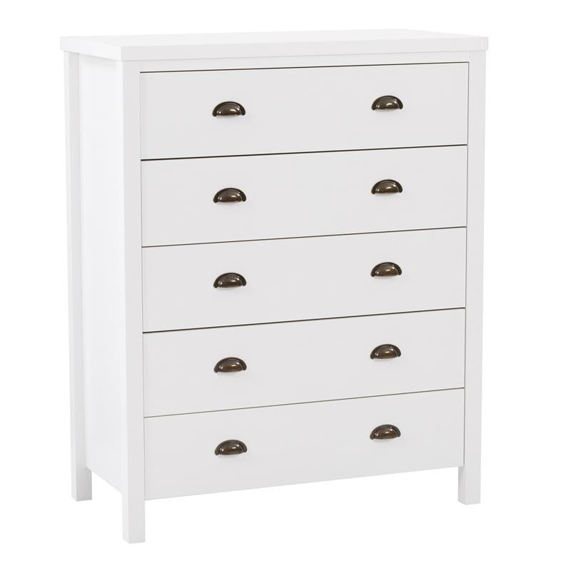 5 Drawer Dresser - White Engineered Wood