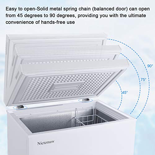 5.3 Cu.Ft Large Capacity,Chest Freezer Nictemaw Refrigerator, with Energy Saving & Low Noise, Adjustable thermostat control, White refrigerator that can be installed anywhere