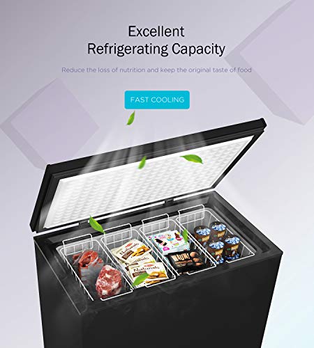 ADT Chest Freezer Free-Standing Freezers 6.8℉ to -4℉ (Black, 7.0 Cubic Feet)