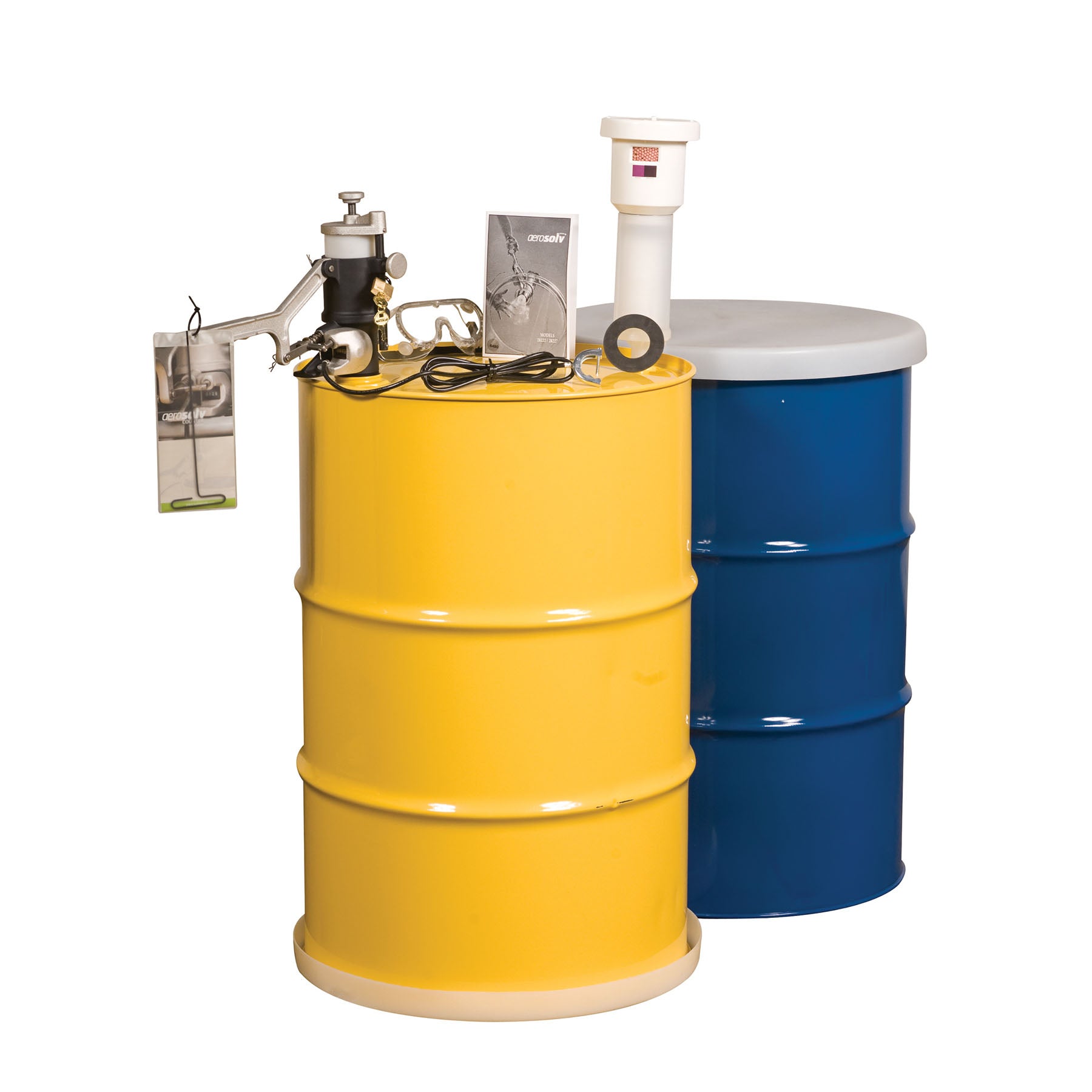 Justrite Aerosolv® Dual-Compliant Aerosol Can Disposal System with Counter, With Polyethylene Containment Sump Pan
