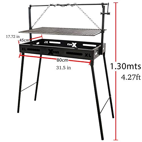 XMETAL Portable Charcoal Grill, XL Version, Steel Rods Style