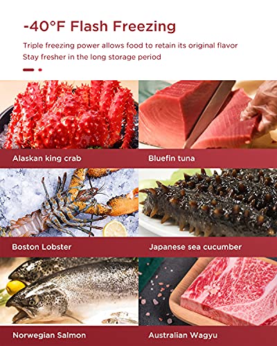 SOUKOO Chest Freezer Super-low temperature Freezers 14℉ to -40℉ (Red, 3.5 Cubic Feet)