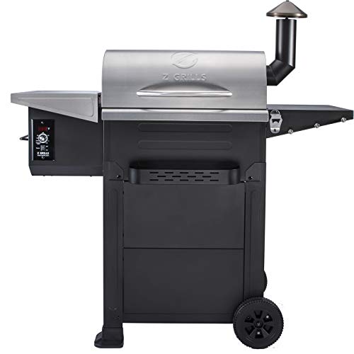 Z GRILLS ZPG-6002E 2021 New Model Wood Pellet Grill & Smoker, 8 in 1 BBQ Grill Auto Temperature Control, Stainless & Silver