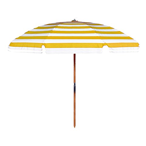 7.5 ft. Steel Commercial Grade Heavy Duty Beach Umbrella with Ash Wood Pole & Acrylic Fabric