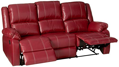 ACME FURNITURE Zuriel Red Faux Leather Reclining Sofa