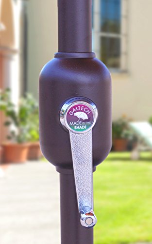 Galtech 9-Ft (Model 737) Deluxe Auto-Tilt Umbrella w/Jockey Red Sunbrella Fabric & Antique Bronze Frame