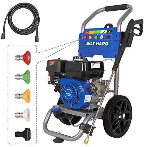 BILT HARD Pressure Washer Gas, 3300 PSI 2.6 GPM Power Washer, 212cc 6.5HP Engine, 5 Nozzles, 25ft Hose, EPA & CARB Compliant