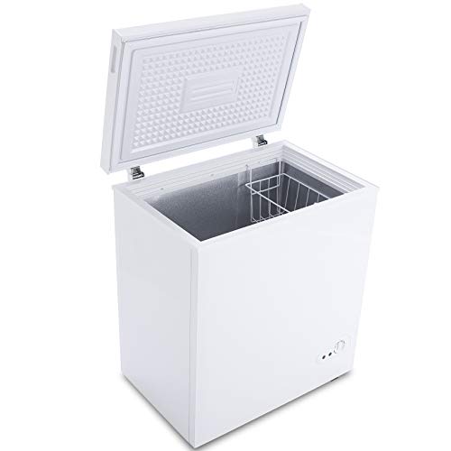 Chest Freezer,5.3 Cu.Ft Large Capacity Chest Freezer,Low Noise & Energy Saving with Removable Basket & Adjustable Thermostat for Home, Shop, Kitchen, Department, Bar. (White)