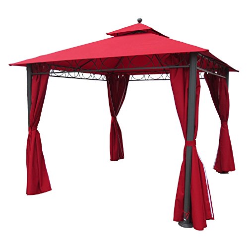 International Caravan Furniture Piece Square 10 Foot Double Vented Gazebo With Drapes