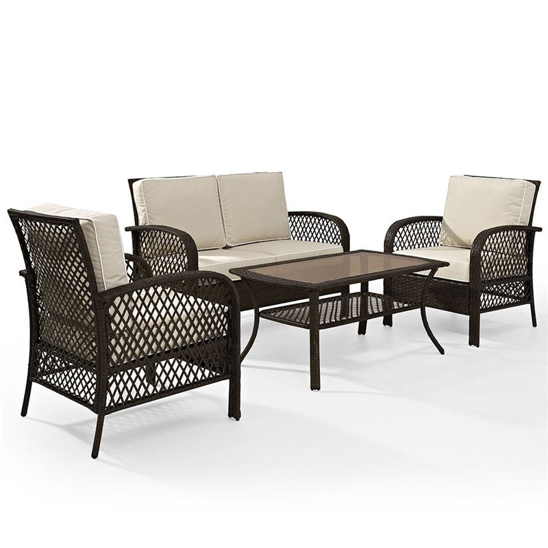 4 Piece Wicker Patio Sofa Set