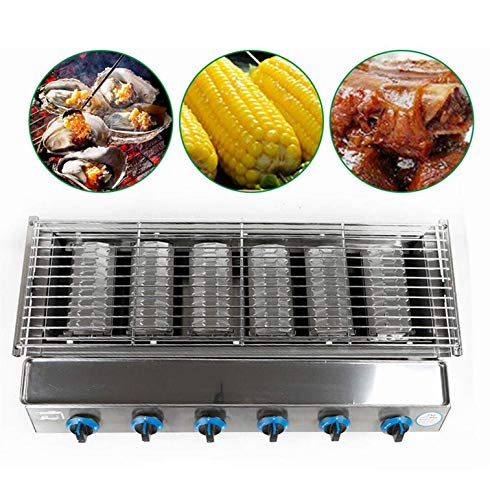 TBVECHI Smokeless BBQ Grill with 6 Burners, 2800PA Commercial LPG Gas BBQ Grill Outdoor Tabletop Picnic Camping Barbeque Roaster (6 Burners)