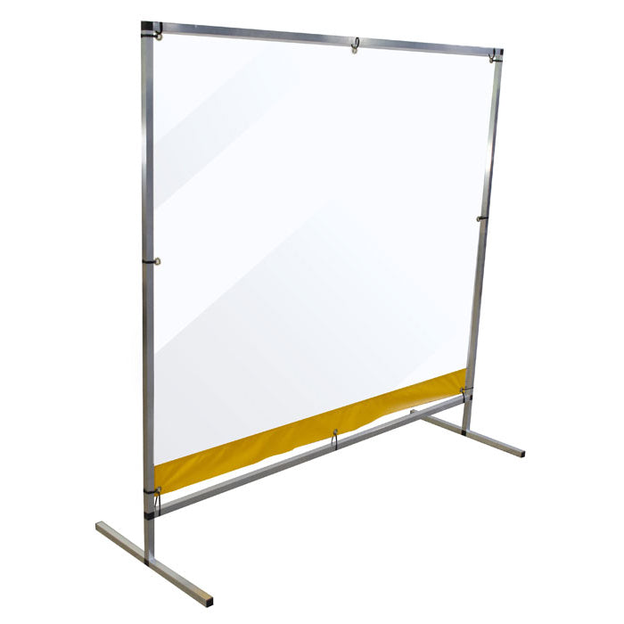 Justrite 6' X 5' Free Standing Workspace Cough And Sneeze Guard, PVC In Aluminum Frame