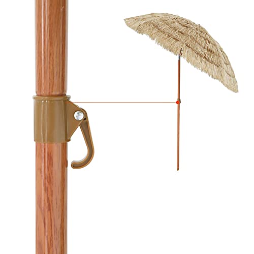 ACXZ 8ft/2.4m Hawaiian Straw Umbrella Tropical Palapa Raffia Tiki Hut Beach Umbrella, Patio Umbrella with Tilt Adjustment, UV Protection