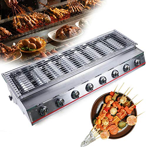 8 Burner Gas Barbecue Grill Machine Stainless Steel Smokeless BBQ Barbecue Griddle Electric Table Top with Pan Indoor/outdoor