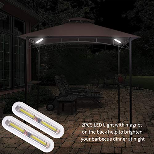 FAB BASED 8x5 Grill Gazebo Canopy for Patio Outdoor BBQ Gazebo with Shelves Barbeque Grill Canopy with Extra 2 LED Lights