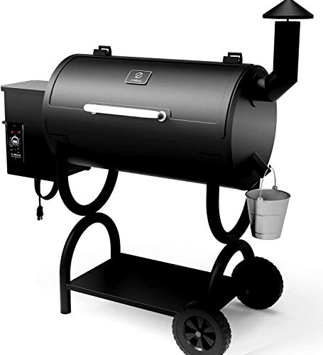 Z GRILLS Pellet Grill Smoker -,6-in-1 Outdoor Wood Pellet BBQ Grills with Electric Digital Control, 550Sq.in Grilling Area,10LB Hopper, Black
