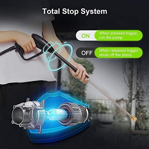 TEANDE 3500 PSI Electric Pressure Washer, High Pressure Washer, Professional Washer Cleaner Machine with 4 Interchangeable Nozzles,2.6 GPM,1800W(Green)