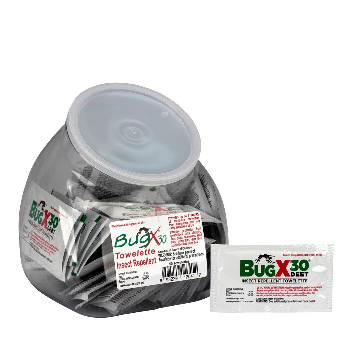 First Aid Only BugX30 Fish Bowl Insect Repellent Wipes, 50 Per Bowl (3 per order)