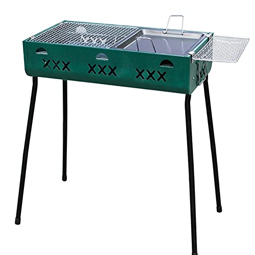 QIAOLI Dual Purpose BBQ Barbecue Grill Portable Charcoal Outdoor Burner Foldable Charcoal Smoker BBQ for Picnic Garden