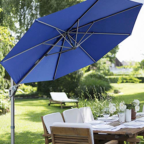 Blissun 11ft Offset Umbrella, Hanging Patio Umbrella with 360¡ã Rotation, Outdoor Cantilever Umbrella, Outside Market Umbrella with Easy Tilt for Garden, Backyard, Patio, Pool