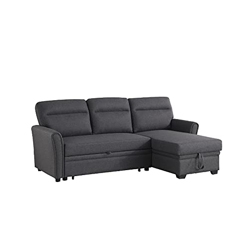 Devion Furniture Fabric Sectional Sofa Easy Assembly Pull Out Sleeper Bed in Gray