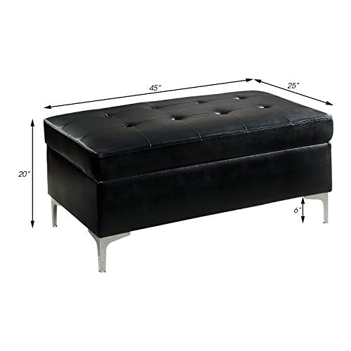 Lexicon Dani 3-Piece Faux Leather Tufted Sectional Sofa with Right Chaise and Ottoman, Black
