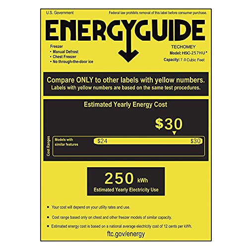 Techomey Chest Freezer 7 CU. FT, Free-Standing Top Open Door, Deep Freezer with Adjustable Thermostat Control&Removable Baskets, White