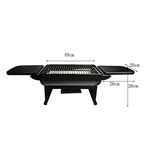HYAN Barbecue Grill Stainless Steel Barbecue Grill Portable Barbecue Charcoal Smoker BBQ Pit Grill for Ourdoor Garden Camping-Black Barbecue Shelves