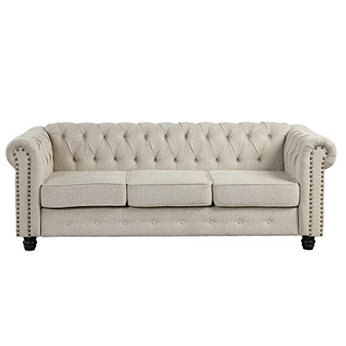 Morden Fort Couches for Living Room, Sofas for Living Room Furniture Sets, Sofa, Fabric, Linen Beige