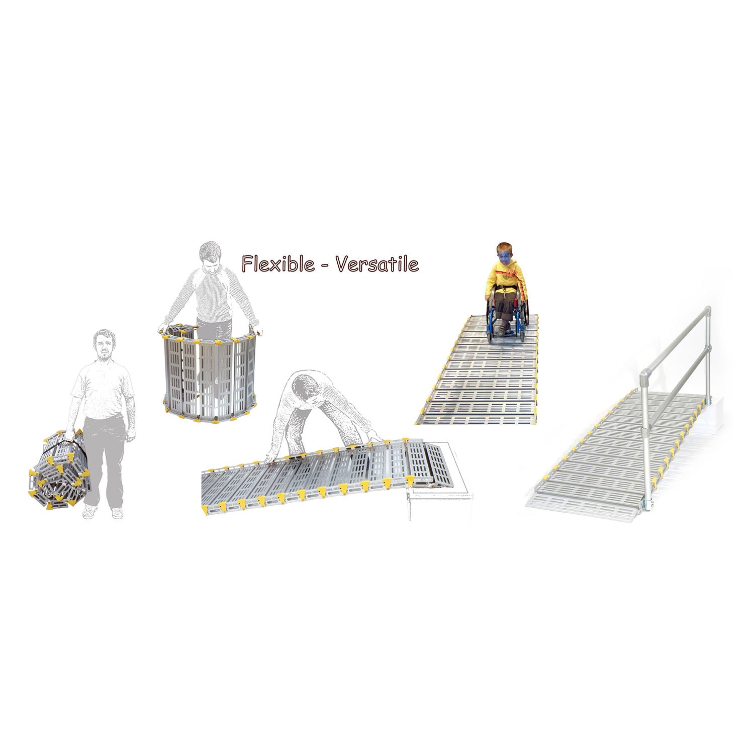 Roll-A-Ramp Anodized Aluminum Handrails with Straight Ends