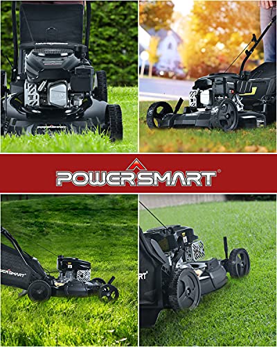 PowerSmart Lawn Mower, 21-inch & 170CC, Gas Powered Self-Propelled Lawn Mower with 4-Stroke Engine, 3-in-1 Gas Mower in Color Black, 5 Adjustable Heights (1.18''-3.0'' ), DB8621SR