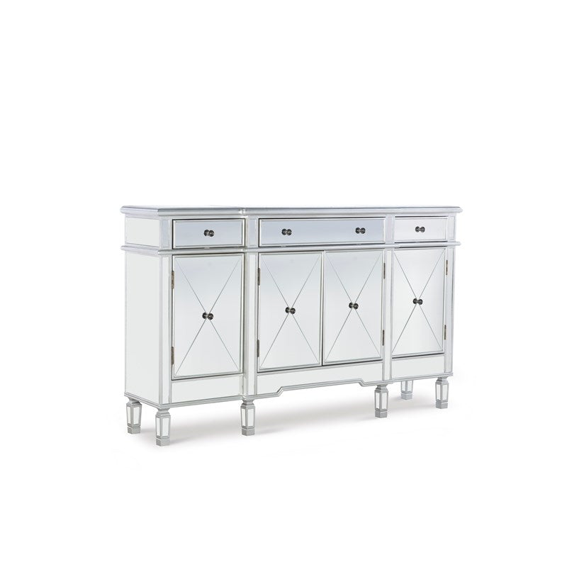 Powell Tate Mirrored Wood Console in Silver