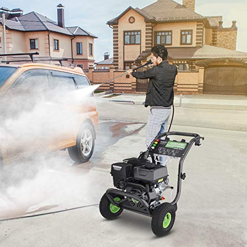 TEANDE 4200PSI Gas Pressure Washer 3GPM Power Washer 209CC Gas Pressure Washer Powered, 5 Adjustable Nozzles, 20ft Pressure Hose, Dual soap Tank (Black)