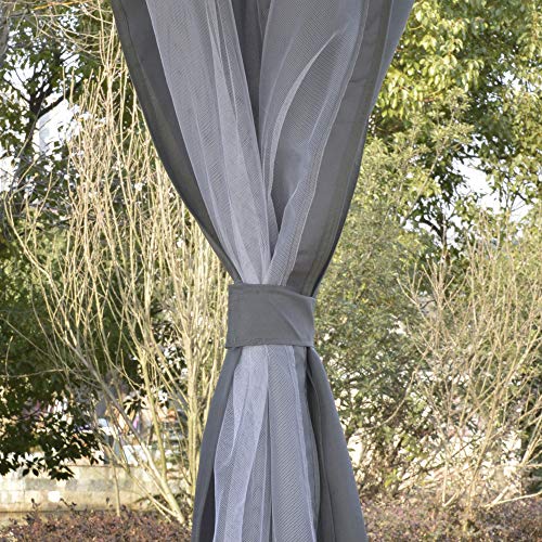 Outsunny 12' x 12' Round Outdoor Patio Gazebo Canopy with 2-Tier Roof, Netting Sidewalls, & Strong Steel Frame, Grey