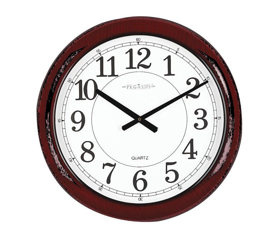 Analog Clock, 24 In, Burgundy
