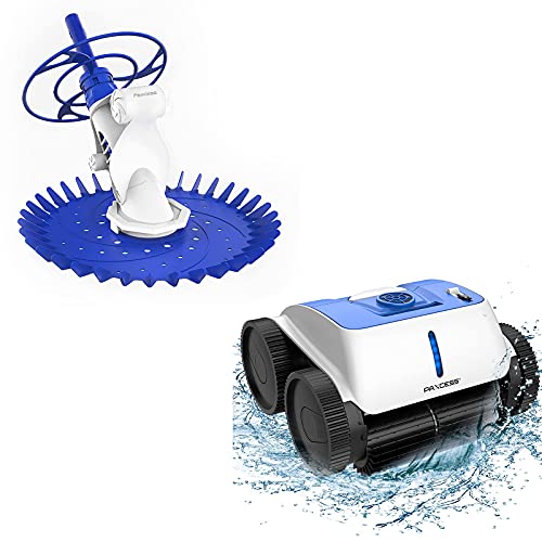 PAXCESS Cordless Pool Cleaner - Premier Automatic Wall-Climbing Robotic Pool Cleaner with Powerful Suction & Suction Pool Vacuum Cleaner with Powerful Suction Side with 16x24 inch Air-Proof Hoses