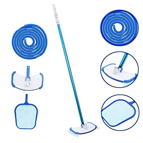 Picotech 4PCS Swimming Pool Maintenance Cleaning Kit Tool | Durable Heavy Duty Ergonomic Pole Corrosion Resistant Removable Reusable Height Adjustable Lightweight Easy to Clean | For Hotel Debris Leaf