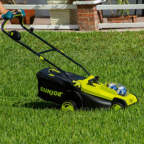Sun Joe 24V-X2-17LM 48-Volt 17-Inch Mulching Walk-Behind Lawn Mower w/Grass Catcher, Kit (w/ 2X 4.0-Ah Battery and Charger)