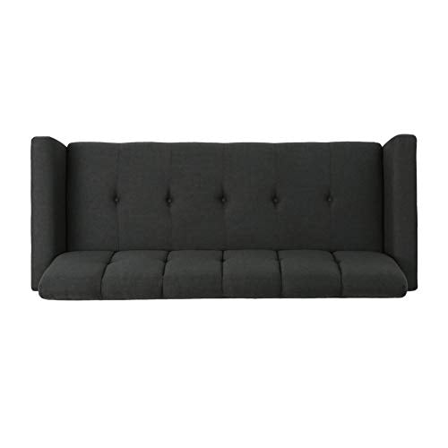 Christopher Knight Home Treston Mid-Century Fabric Sofa, Black / Natural